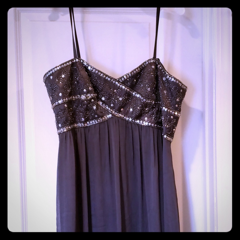Floor length Slate Gray Evening Gown